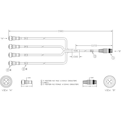 [COG-IC00-FCB.9-XS2-M12] CCS, BREAKOUT CABLE, M12-5, 900 CCS, BREAKOUT CABLE, M12-5, 900 Cognex IC00-FCB.9-XS2-M12
